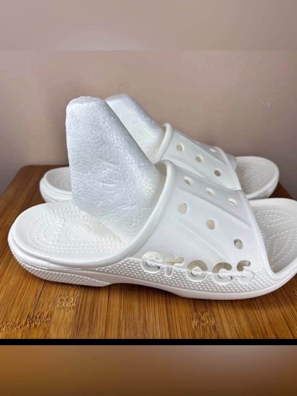 CROCS White Slide Sandals with Vent Holes